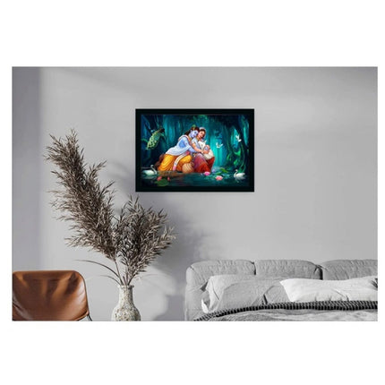 Rosolly Beautiful Radha Krishna Vinyl Sparkle Coated with Synthetic Photo Frame (Multicolor)