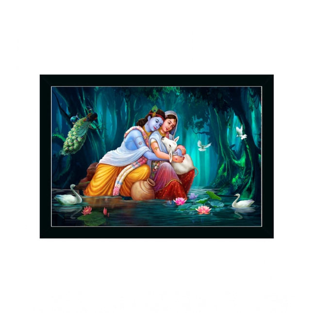 Rosolly Beautiful Radha Krishna Vinyl Sparkle Coated with Synthetic Photo Frame (Multicolor)