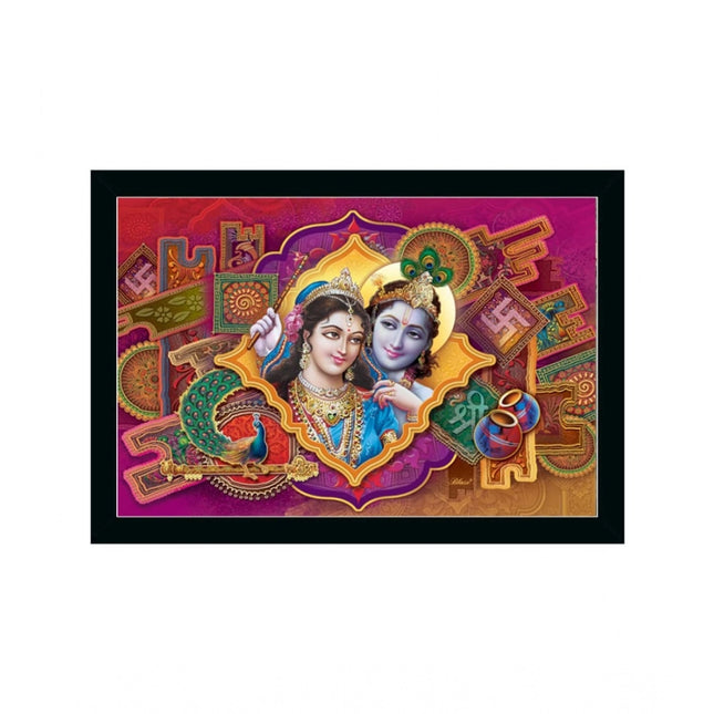 Rosolly Beautiful Radha Krishna Vinyl Sparkle Coated with Synthetic Photo Frame (Multicolor)