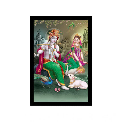 Rosolly Beautiful Radha Krishna Vinyl Sparkle Coated with Synthetic Photo Frame (Multicolor)