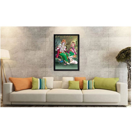 Rosolly Beautiful Radha Krishna Vinyl Sparkle Coated with Synthetic Photo Frame (Multicolor)