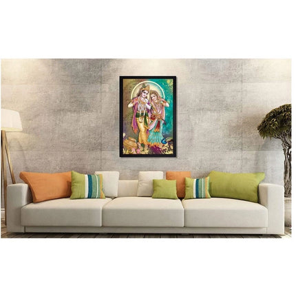 Rosolly Beautiful Radha Krishna Vinyl Sparkle Coated with Synthetic Photo Frame (Multicolor)