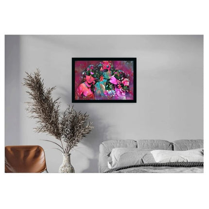 Rosolly Beautiful Radha Krishna Vinyl Sparkle Coated with Synthetic Fram (Multicolor)
