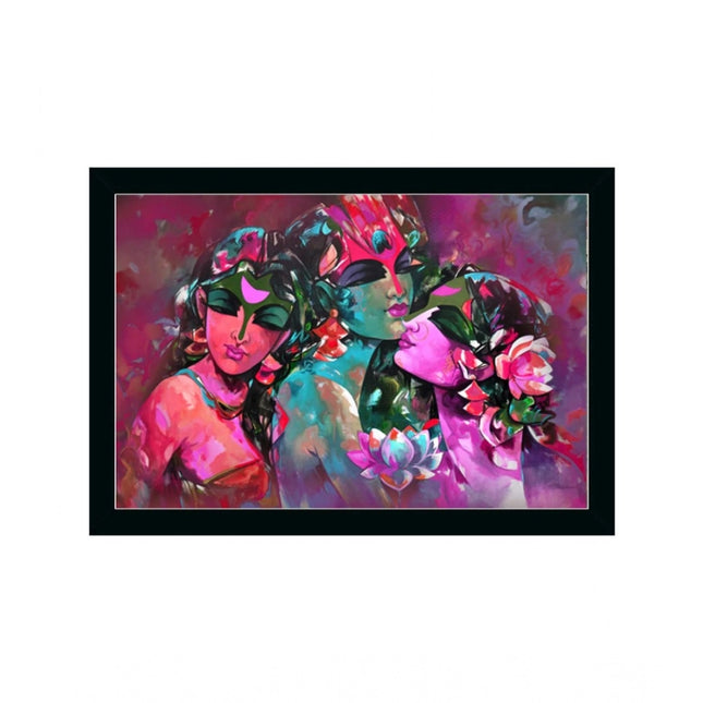 Rosolly Beautiful Radha Krishna Vinyl Sparkle Coated with Synthetic Fram (Multicolor)