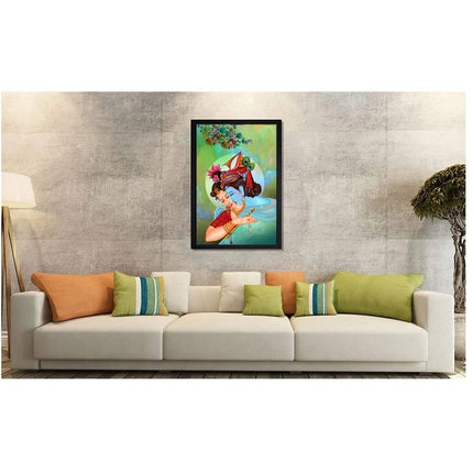 Rosolly Beautiful Radha Krishna Vinyl Sparkle Coated with Synthetic Photo Frame (Multicolor)