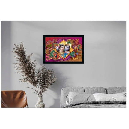 Rosolly Beautiful Radha Krishna Vinyl Sparkle Coated with Synthetic Photo Frame (Multicolor)