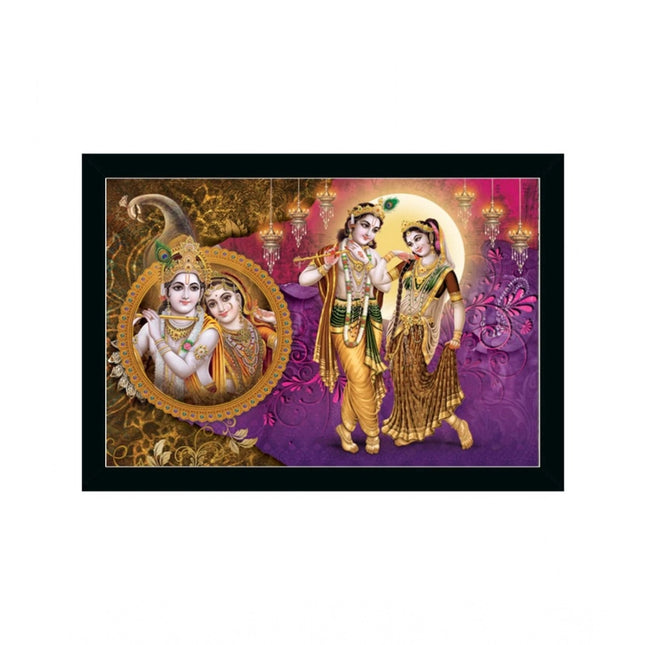 Rosolly Beautiful Radha Krishna Vinyl Sparkle Coated with Synthetic Photo Frame (Multicolor)