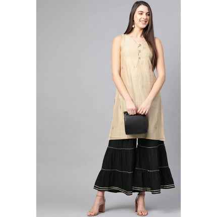 Rosolly Women's Casual Solid Rayon Sharara (Black)