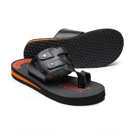 Rosolly Unisex Rubber Comfortable Orthopedic Doctor Slipper and Flip Flops (Black)