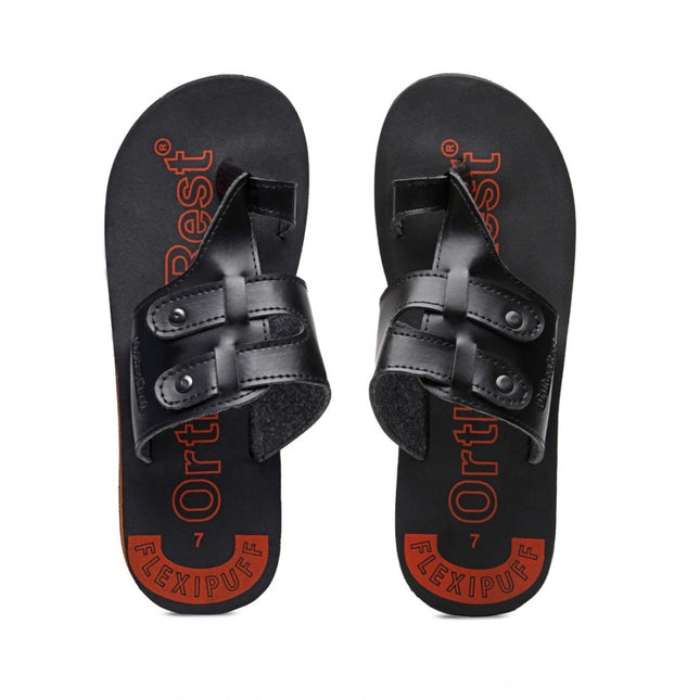 Rosolly Unisex Rubber Comfortable Orthopedic Doctor Slipper and Flip Flops (Black)