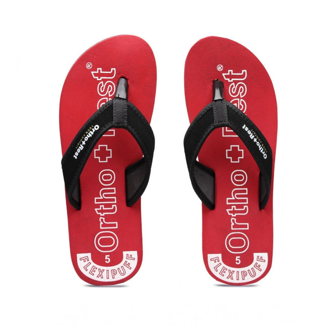 Rosolly Unisex Rubber Comfortable Orthopedic Doctor Slipper and Flip Flops (Red)