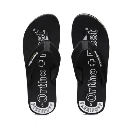 Rosolly Unisex Rubber Comfortable Orthopedic Doctor Slipper and Flip Flops (Black)