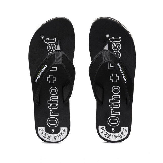 Rosolly Unisex Rubber Comfortable Orthopedic Doctor Slipper and Flip Flops (Black)