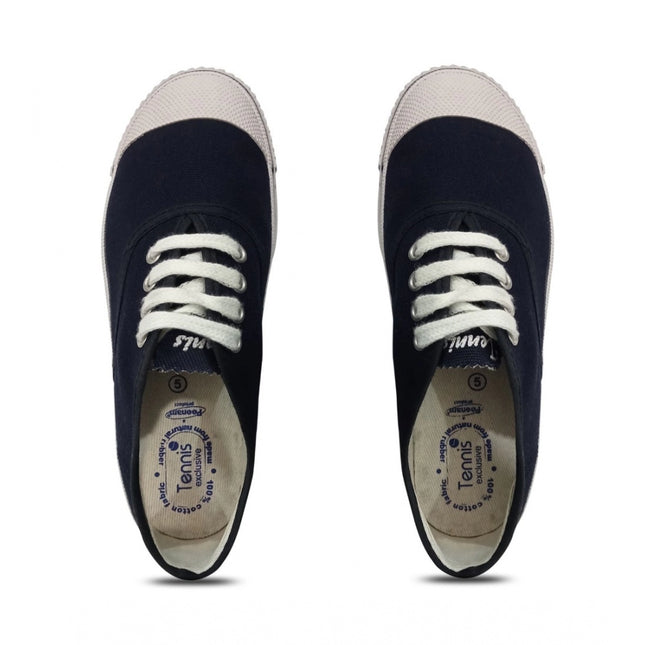 Rosolly Unisex Cotton School Shoe Lace-Up (Navyblue)