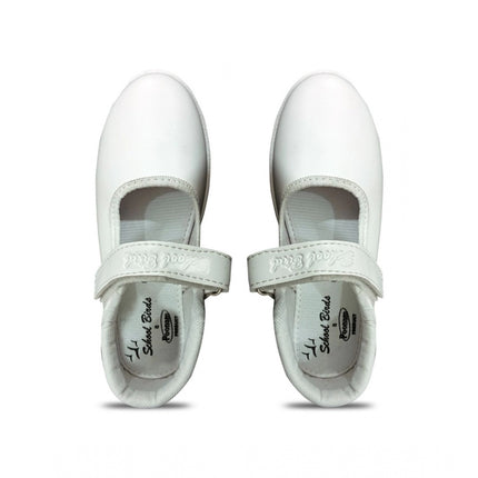 Rosolly Girls Rexine Ox-Ankle Velcro Closure School Shoe (White)