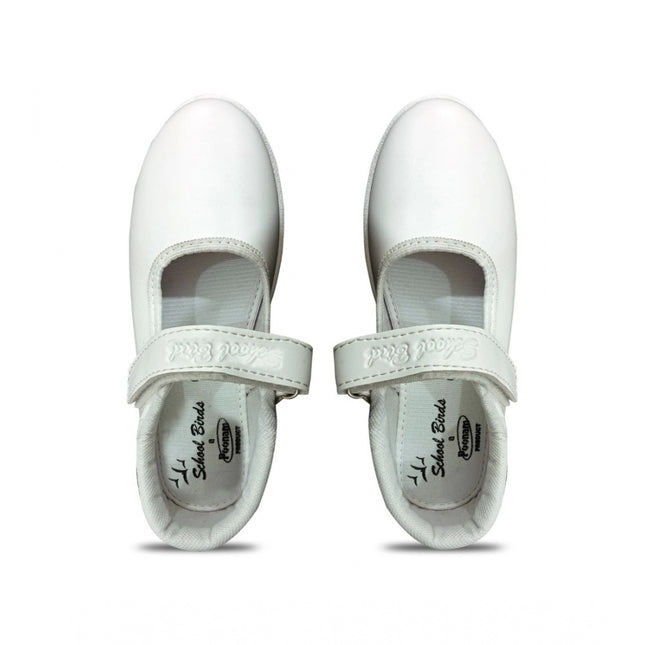Rosolly Girls Rexine Ox-Ankle Velcro Closure School Shoe (White)