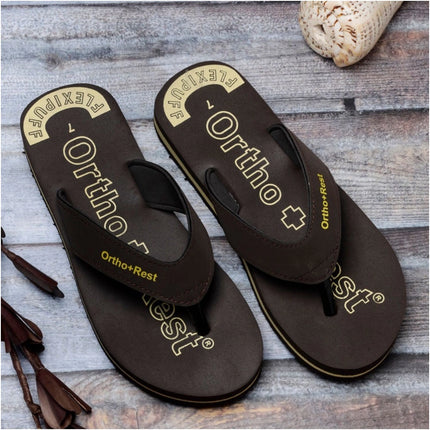 Rosolly Unisex Rubber Comfortable Orthopedic Doctor Slipper and Flip Flops (Brown)