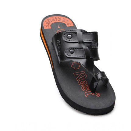 Rosolly Unisex Rubber Comfortable Orthopedic Doctor Slipper and Flip Flops (Black)