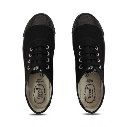 Rosolly Unisex Cotton School Shoe Lace-Up (Black)