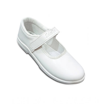 Rosolly Girls Rexine Ox-Ankle Velcro Closure School Shoe (White)