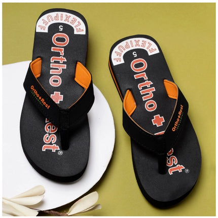 Rosolly Unisex Rubber Comfortable Orthopedic Doctor Slipper and Flip Flops (Black)