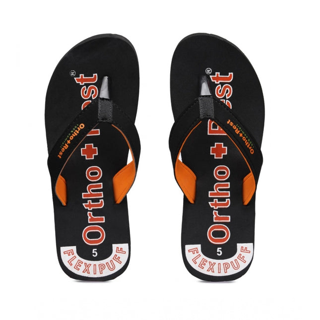 Rosolly Unisex Rubber Comfortable Orthopedic Doctor Slipper and Flip Flops (Black)