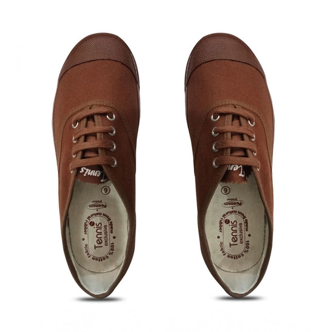 Rosolly Unisex Cotton School Shoe Lace-Up (Brown)