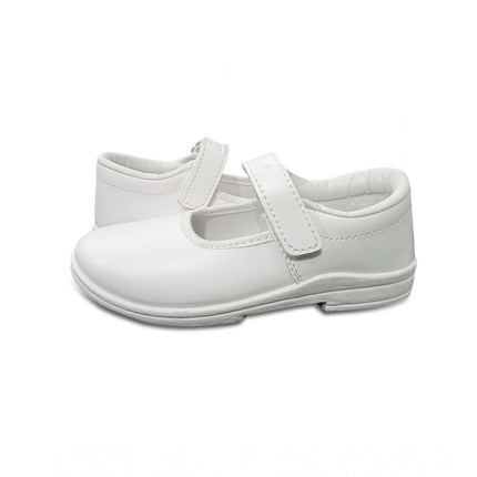 Rosolly Girls Rexine Ox-Ankle Velcro Closure School Shoe (White)
