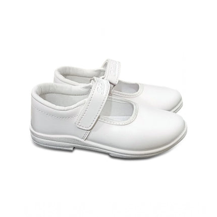 Rosolly Girls Rexine Ox-Ankle Velcro Closure School Shoe (White)