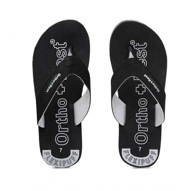 Rosolly Unisex Rubber Comfortable Orthopedic Doctor Slipper and Flip Flops (Black)