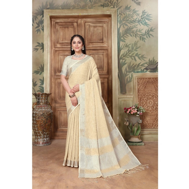 Rosolly Â Women's Organza Printed Saree With Unstitched Blouse (Yellow, 5-6 Mtrs)