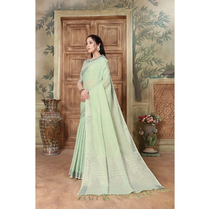 Rosolly Â Women's Organza Printed Saree With Unstitched Blouse (Sea Green, 5-6 Mtrs)