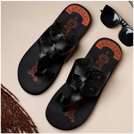 Rosolly Unisex Rubber Comfortable Orthopedic Doctor Slipper and Flip Flops (Black)