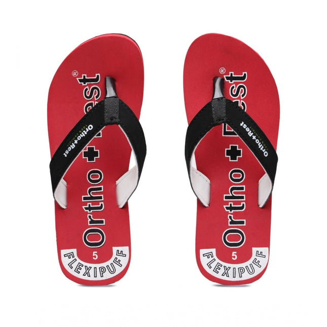 Rosolly Unisex Rubber Comfortable Orthopedic Doctor Slipper and Flip Flops (Red)