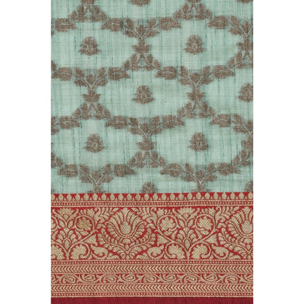 Rosolly  Women's Chanderi Cotton Printed Saree With Unstitched Blouse (Sku Blue, 5-6 Mtrs)