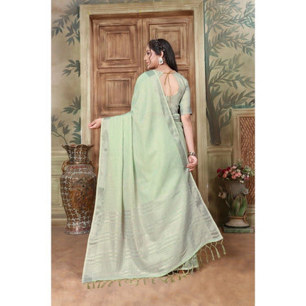 Rosolly Â Women's Organza Printed Saree With Unstitched Blouse (Sea Green, 5-6 Mtrs)