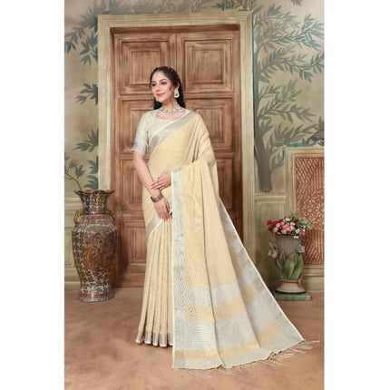 Rosolly Â Women's Organza Printed Saree With Unstitched Blouse (Yellow, 5-6 Mtrs)