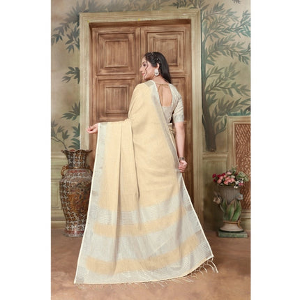 Rosolly Â Women's Organza Printed Saree With Unstitched Blouse (Yellow, 5-6 Mtrs)