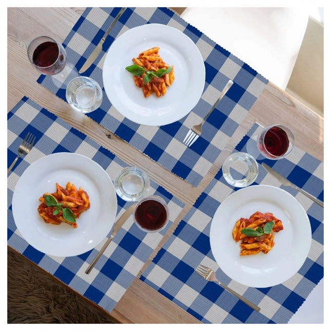 Rosolly Checked Cotton Place Mats Sets (Royal Blue)