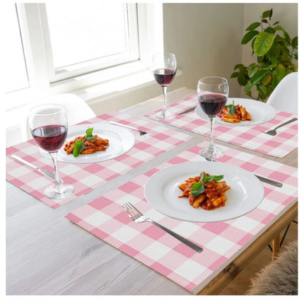 Rosolly Checked Cotton Place Mats Sets (Pink)