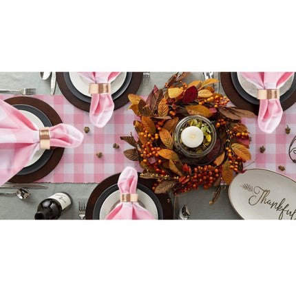 Rosolly Checked Cotton Table Runners (Baby Pink)