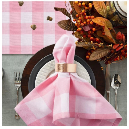 Rosolly Checked Cotton Table Runners (Baby Pink)