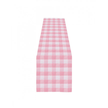 Rosolly Checked Cotton Table Runners (Baby Pink)
