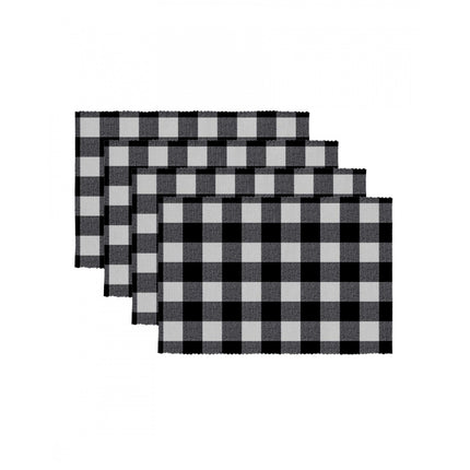 Rosolly Checked Cotton Place Mats Sets (Black)