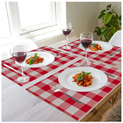 Rosolly Checked Cotton Place Mats Sets (Red)