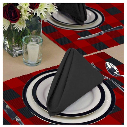 Rosolly Checked Cotton Place Mats Sets (Red &amp; Black)