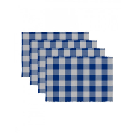 Rosolly Checked Cotton Place Mats Sets (Royal Blue)
