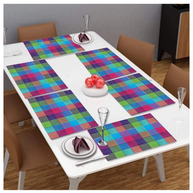 Rosolly Checked Cotton Place Mats Sets (Multicolor)