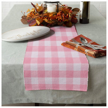 Rosolly Checked Cotton Table Runners (Baby Pink)