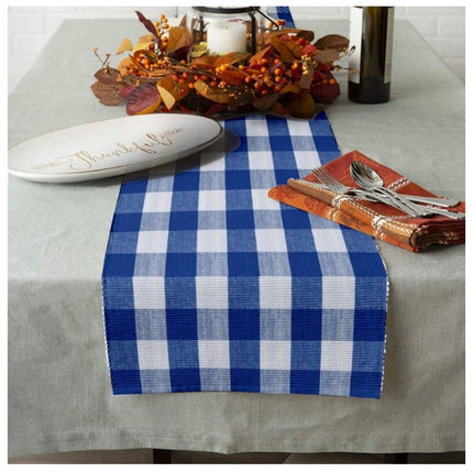 Rosolly Checked Cotton Table Runners (Royal Blue)